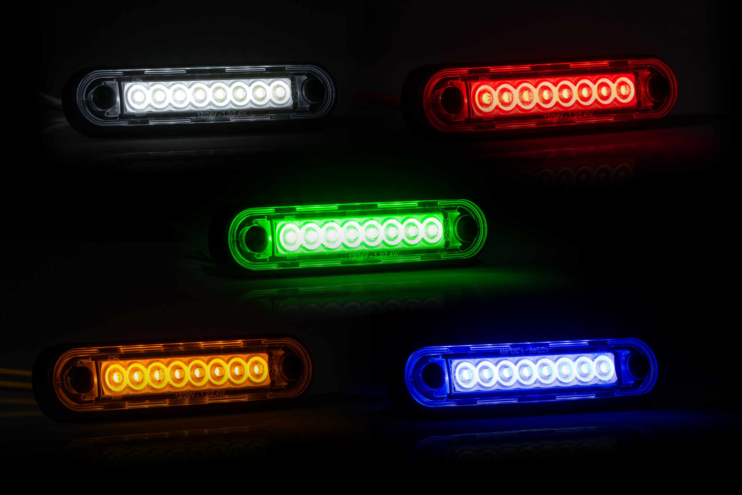 Фонарь габаритный Fristom LED 12-36В жёлтый, версия “DARKLong” провод 0,15м (120x27x16)