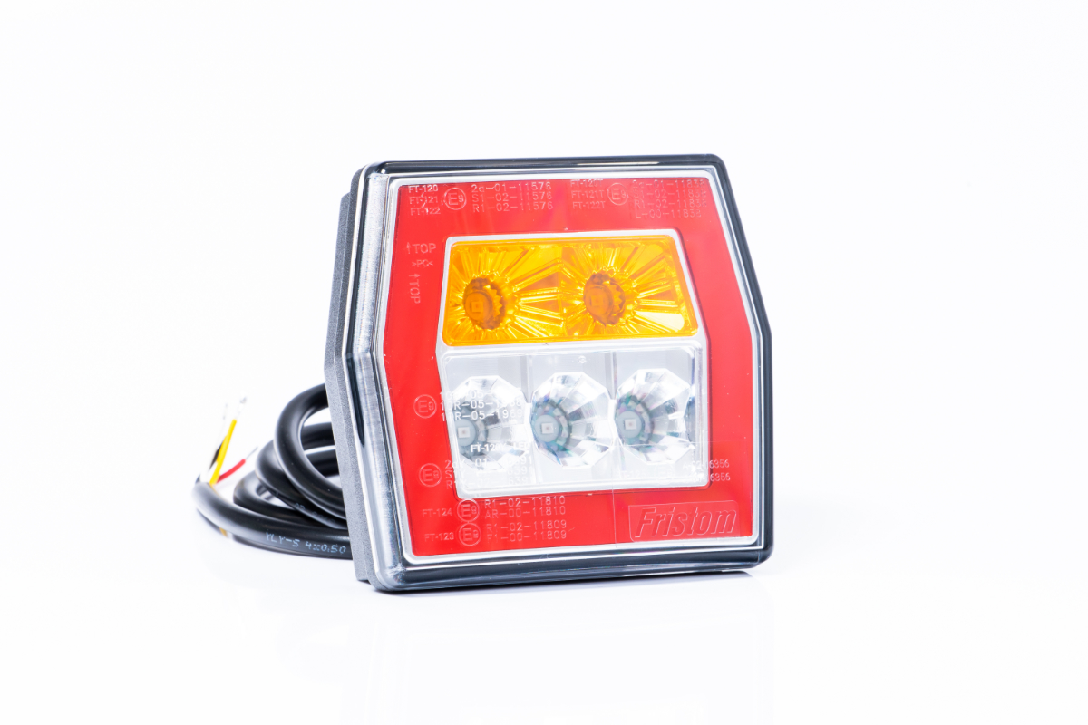 Фонарь задний FRISTOM LED шестиугольный жёлтый+белый с освещением н/з , BAJONET