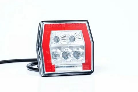 Фонарь задний универсальный светодиодный LED 12-36 В, 4-функциональный с освещением номерного знака, стекло прозрачное с желтым фильтром указателя пов AM