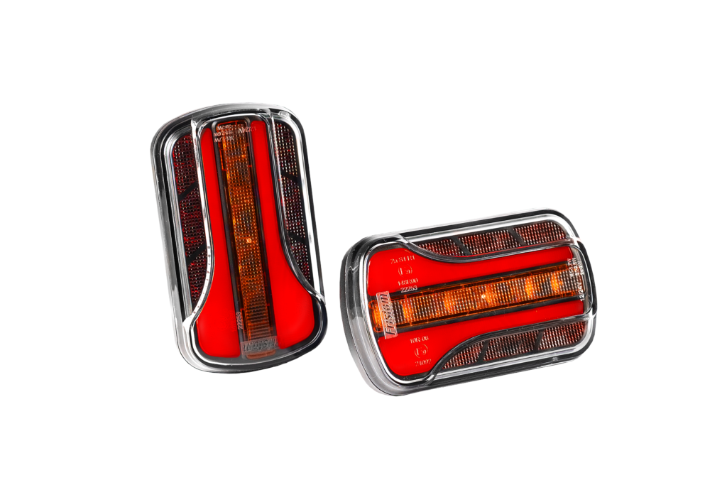 Фонарь задний 3-функц. LED 12/36V, cвет габаритный, стоп, указ. поворота, провод (120x70x30)